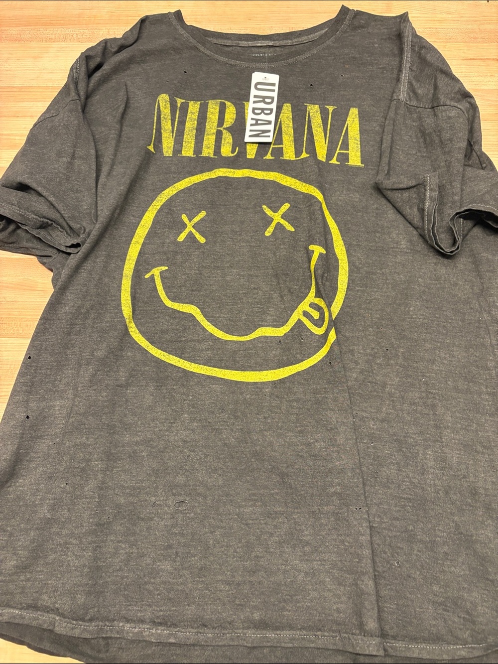 Urban Outfitters Nirvana oversized Graphic Tee T Shirt dress Charcoal OSFA New